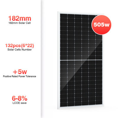 500W 182x182mm সৌর ফটোভোলটাইক মনোক্রিস্টালাইন PV প্যানেল সেল 132pcs