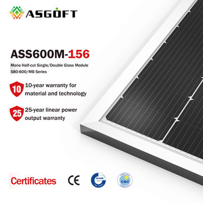ASGOFT গ্লাস সোলার মনো মনোক্রিস্টালাইন পিভি সেল ফিল্ম প্যানেল 600w