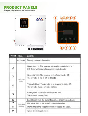 7kw 8kw 10kw 15kw হাইব্রিড সোলার ইনভার্টার 48v 240v এনার্জি স্টোরেজ স্প্লিট ফেজ