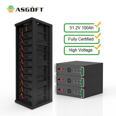 উচ্চ ভোল্টেজ 15kwh-750kwh লিথিয়াম আয়রন ব্যাটারি প্যাক Lifepo4 51.2v 100Ah র্যাক মাউন্ট ব্যাটারি লিথিয়াম আয়ন ব্যাটারি