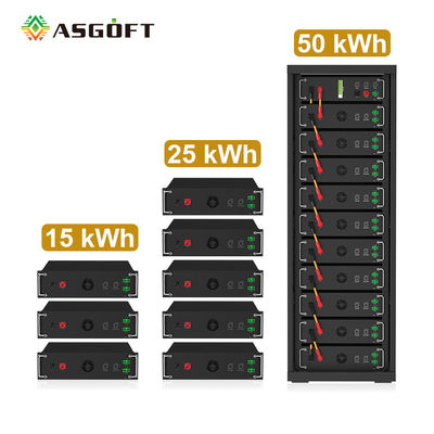 উচ্চ ভোল্টেজ 15kwh-750kwh লিথিয়াম আয়রন ব্যাটারি প্যাক Lifepo4 51.2v 100Ah র্যাক মাউন্ট ব্যাটারি লিথিয়াম আয়ন ব্যাটারি