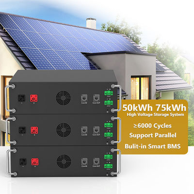উচ্চ ভোল্টেজ 15kwh-750kwh লিথিয়াম আয়রন ব্যাটারি প্যাক Lifepo4 51.2v 100Ah র্যাক মাউন্ট ব্যাটারি লিথিয়াম আয়ন ব্যাটারি