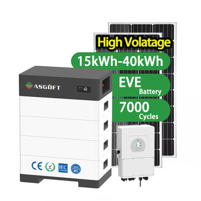 উচ্চ ভোল্টেজ 100Ah সৌর জেনারেটর 15kwh-40kw স্ট্যাকযোগ্য শক্তি সঞ্চয় ব্যাটারি 100Ah হোম লিথিয়াম আয়ন ব্যাটারি